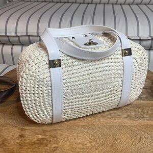 Vintage‎ Expressly For Simon Woven Plastic Handbag Cream White Gold Hardware